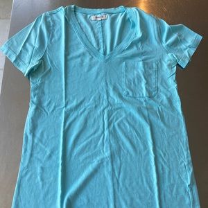 Madewell Light Blue V Neck Tee with Pocket size Small
